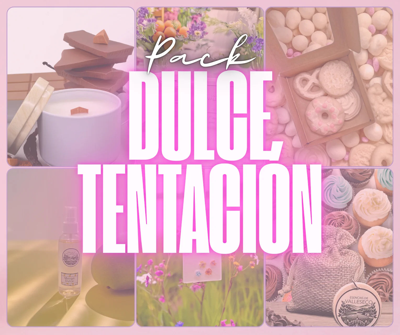 Pack Dulce Tentación, selección de aromas dulces y reconfortantes para el hogar - Esencias de Valleseco.