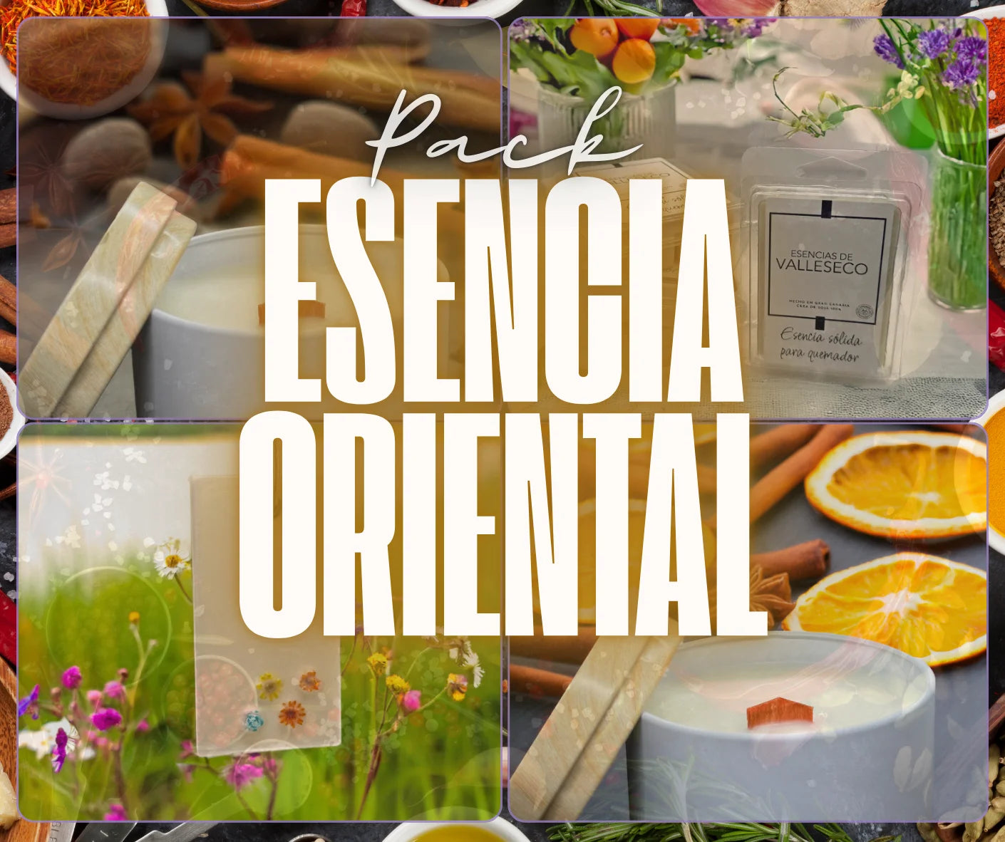 Pack Esencia Oriental, conjunto de aromas exóticos y especiados para el hogar - Esencias de Valleseco.