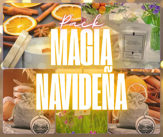 Pack Magia Navideña, colección de aromas cálidos y festivos para la Navidad - Esencias de Valleseco.